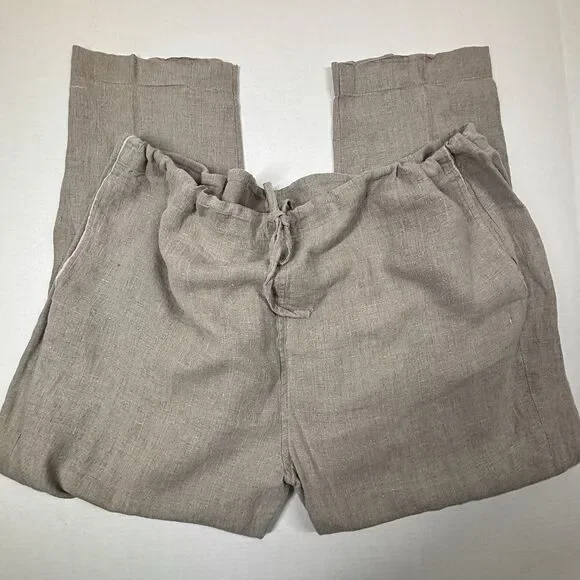 100% Linen Relax‎ Pants Mens 56X29 Beige Drawstring Vacation Resort Beach EUC - Picture 9 of 9